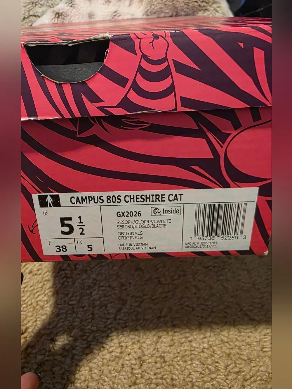 DISNEY ADIDAS CAMPUS 80S CHESHIRE CAT GX2026 SEMI POLAR PINK GLOW PURPLE ALICE